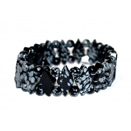 Diamond Shaped Snowflake Obsidian Bracelet
