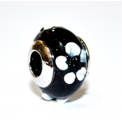 white flower on black bead
