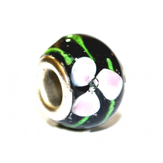 black flower bead