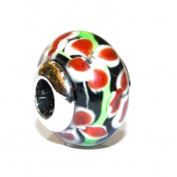 red flowers on green bead