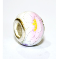 pink flower porcelain bead