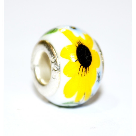 sunflower porcelain bead