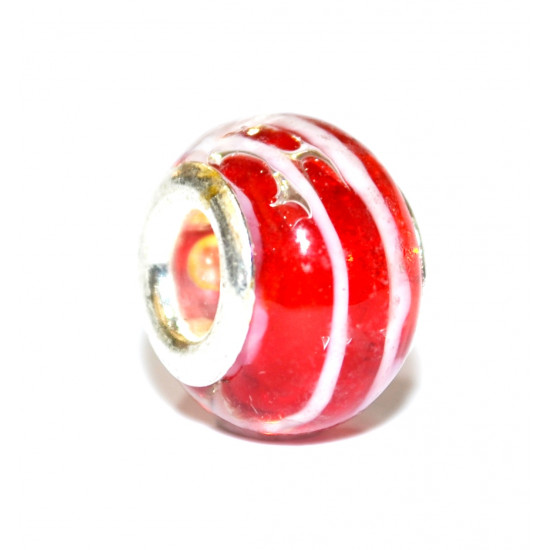 red and white glass bead