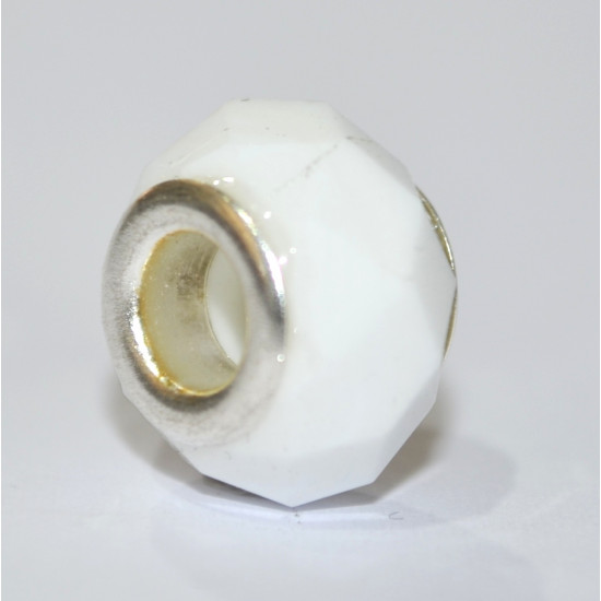 white faceted bead