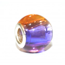 purple and orange glass bead