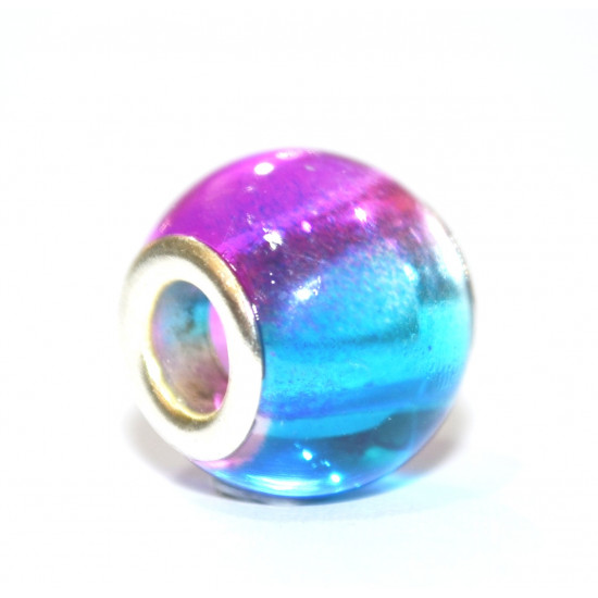 blue and pink glass bead