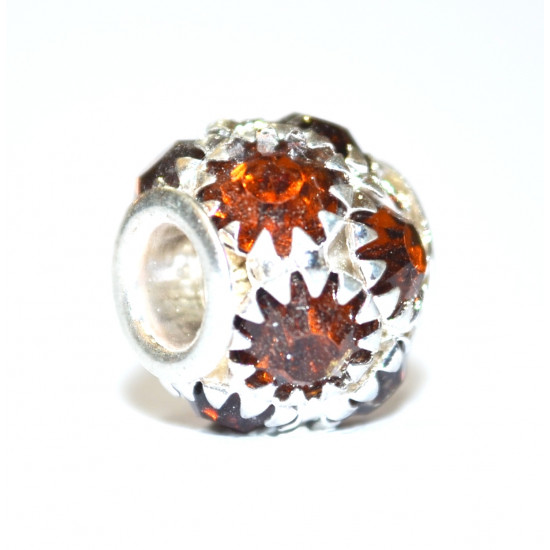 brown rhinestone bead