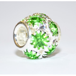 green rhinestone bead