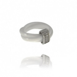 white intertwined ceramic ring