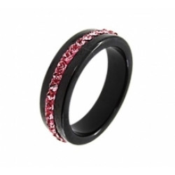raspberry rhinestone ceramic ring