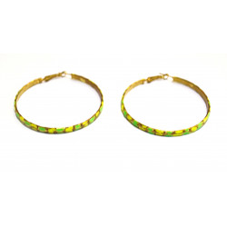 golden yellow and green hoop earrings