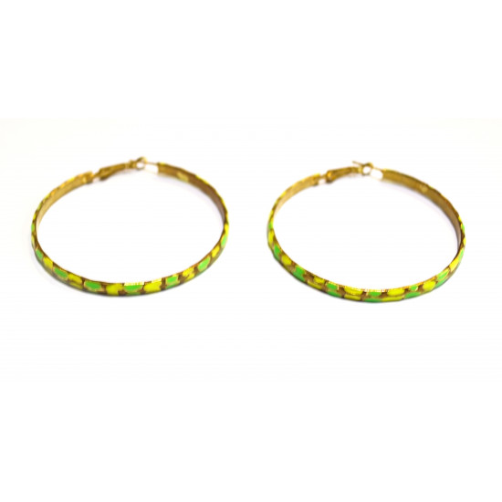 golden yellow and green hoop earrings