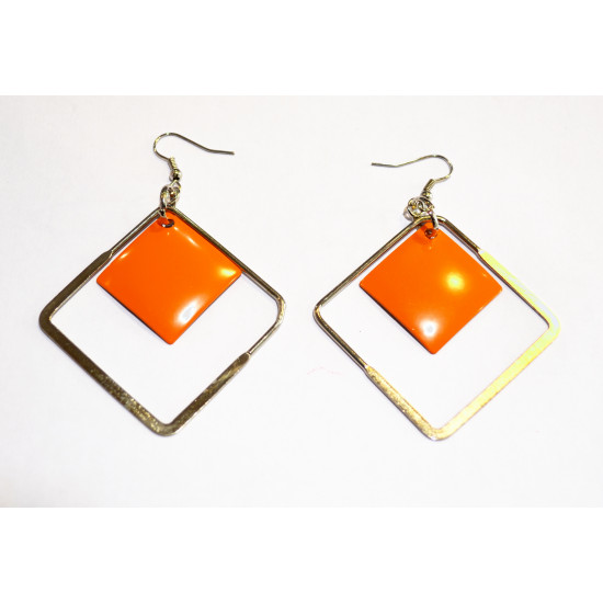 orange and silver diamond earrings
