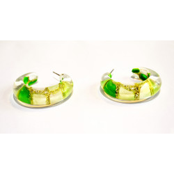 Green hoop earrings