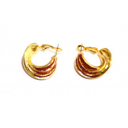 gold and red hoop earrings