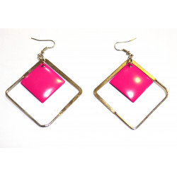 fuchsia and silver diamond earrings