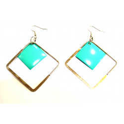 green-blue and silver diamond earrings