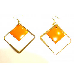 orange and gold diamond earrings