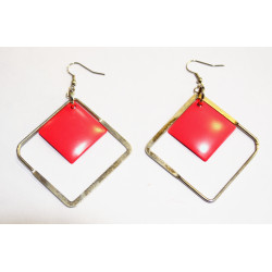 neon pink and silver diamond earrings