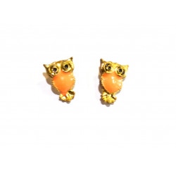 orange and gold owl earrings