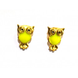 yellow and gold owl earrings