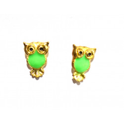 green and gold owl earrings