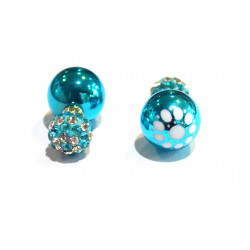 two-sided pearl-shamballa flower earrings