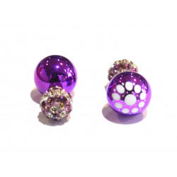 two-sided pearl-shamballa flower earrings