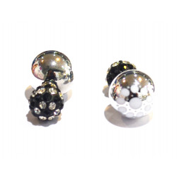 two-sided pearl-shamballa flower earrings
