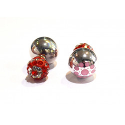 two-sided pearl-shamballa flower earrings