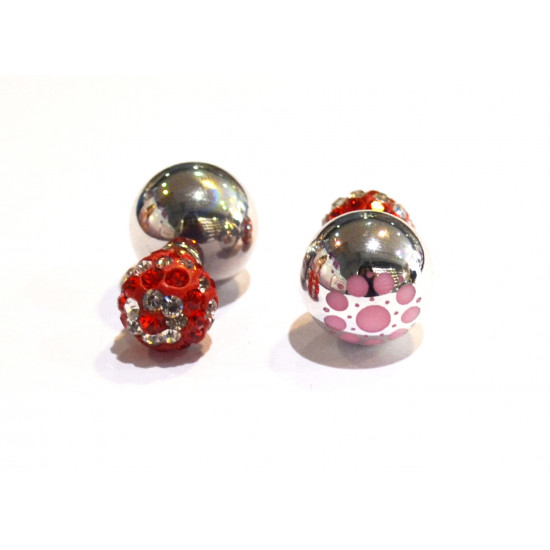 two-sided pearl-shamballa flower earrings