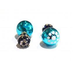 two-sided pearl-shamballa flower earrings