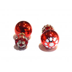 two-sided pearl-shamballa flower earrings