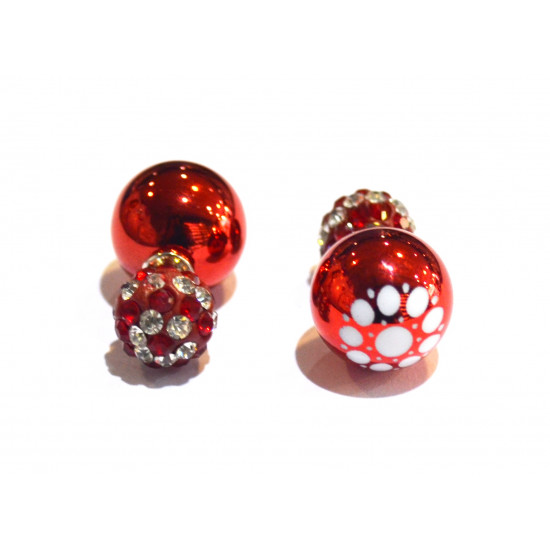 two-sided pearl-shamballa flower earrings