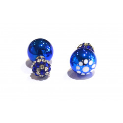 two-sided pearl-shamballa flower earrings
