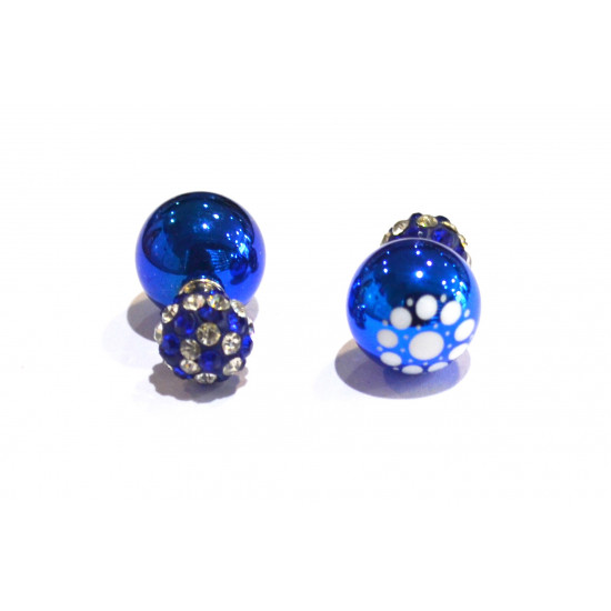 two-sided pearl-shamballa flower earrings