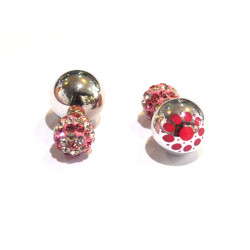 two-sided pearl-shamballa flower earrings