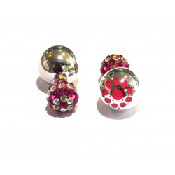 two-sided pearl-shamballa flower earrings