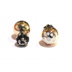 two-sided pearl-shamballa flower earrings