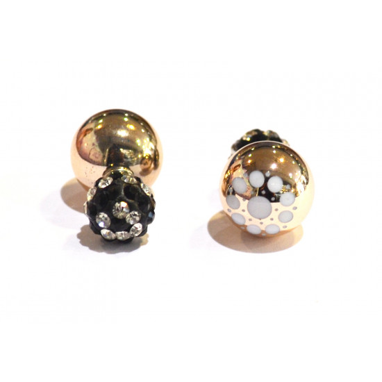 two-sided pearl-shamballa flower earrings