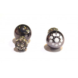 two-sided pearl-shamballa flower earrings