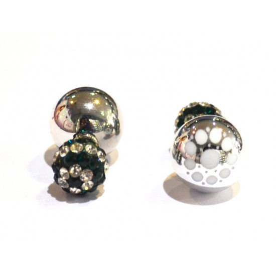 two-sided pearl-shamballa flower earrings