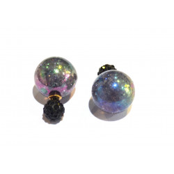 two-sided pearl-shamballa flower earrings