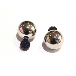 two-sided pearl-shamballa flower earrings