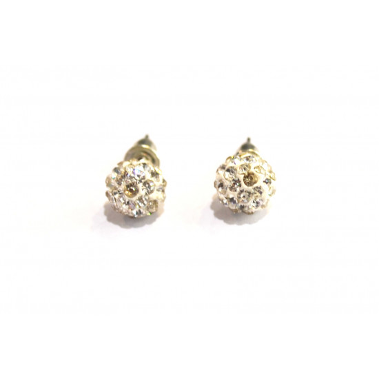 white shamballa earrings