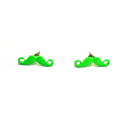 neon green mustache earrings