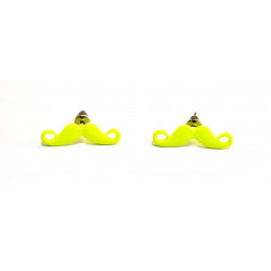 neon yellow mustache earrings