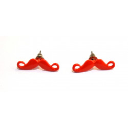 red mustache earrings
