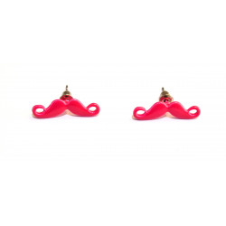 neon pink mustache earrings