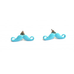 blue mustache earrings